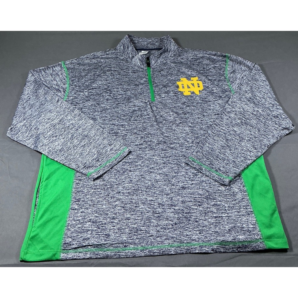 Russell Athletic Men Notre Dame Fighting Irish 1/4 Zip Pullover Heather Blue 2XL